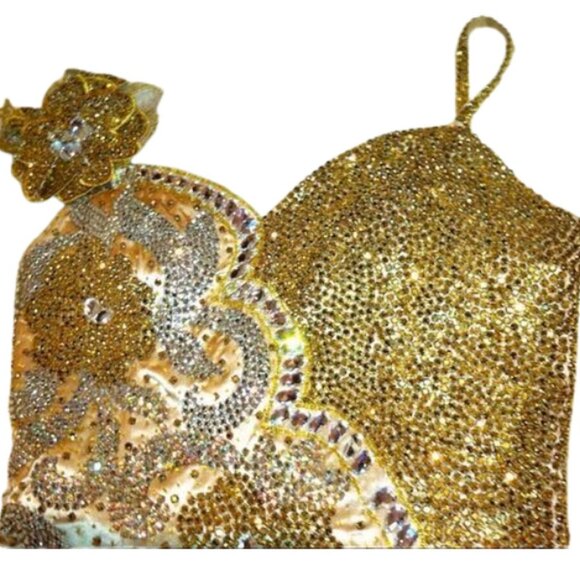 Luxury Couture Swarovski Crystals Runway Fringes Flowers Cocktail Glamour Dress - Picture 11 of 12